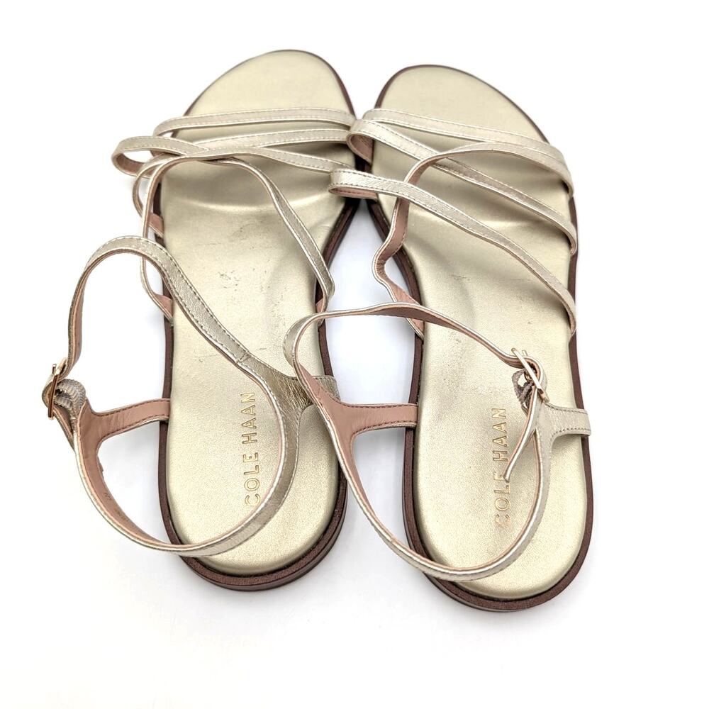 Cole Haan Flynn Strappy Sandals Ankle Strap Women Gold Size US9B EU39.5 - Picture 7 of 10